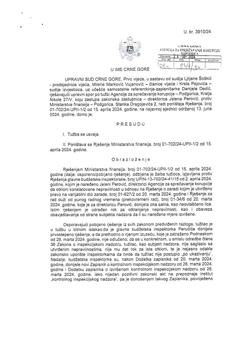 Odluka Upravnog suda 1